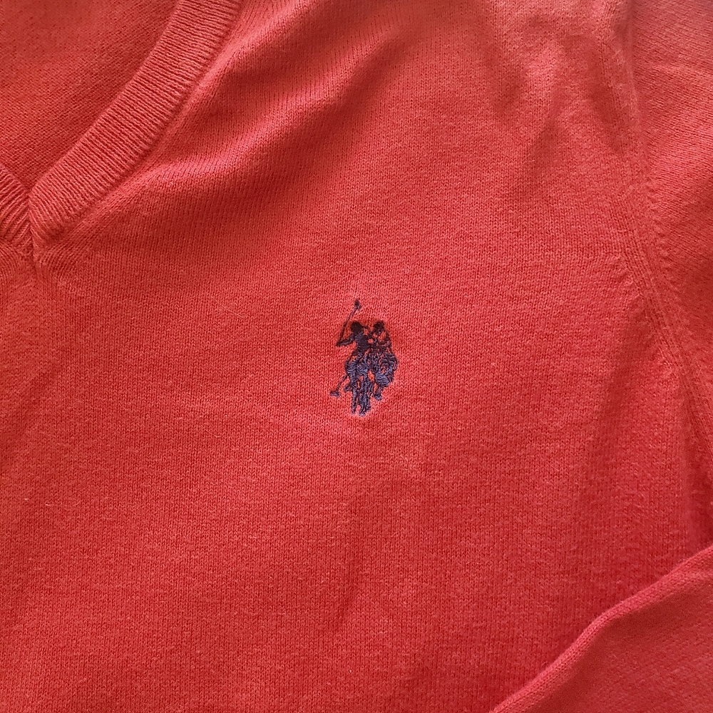 Man US POLO  Red Cotton Sweater M - Picture 2 of 5